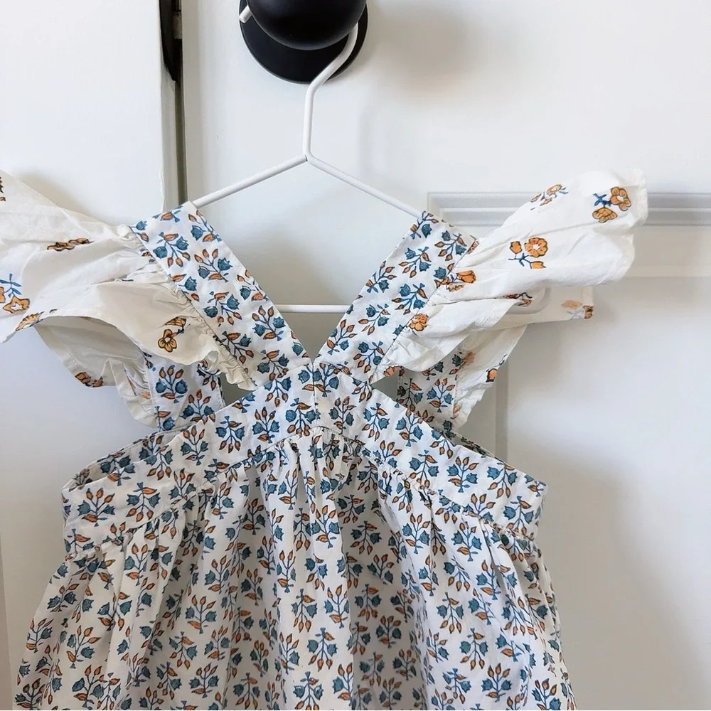 Doen White and Blue Floral Kids Dress - Picture 2 of 6